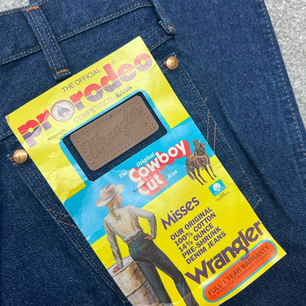 Vtg Wrangler Jeans Women 14x32 Blue Cowboy Cut 13MWZ Western Rodeo Denim 80s NOS - Picture 8 of 8